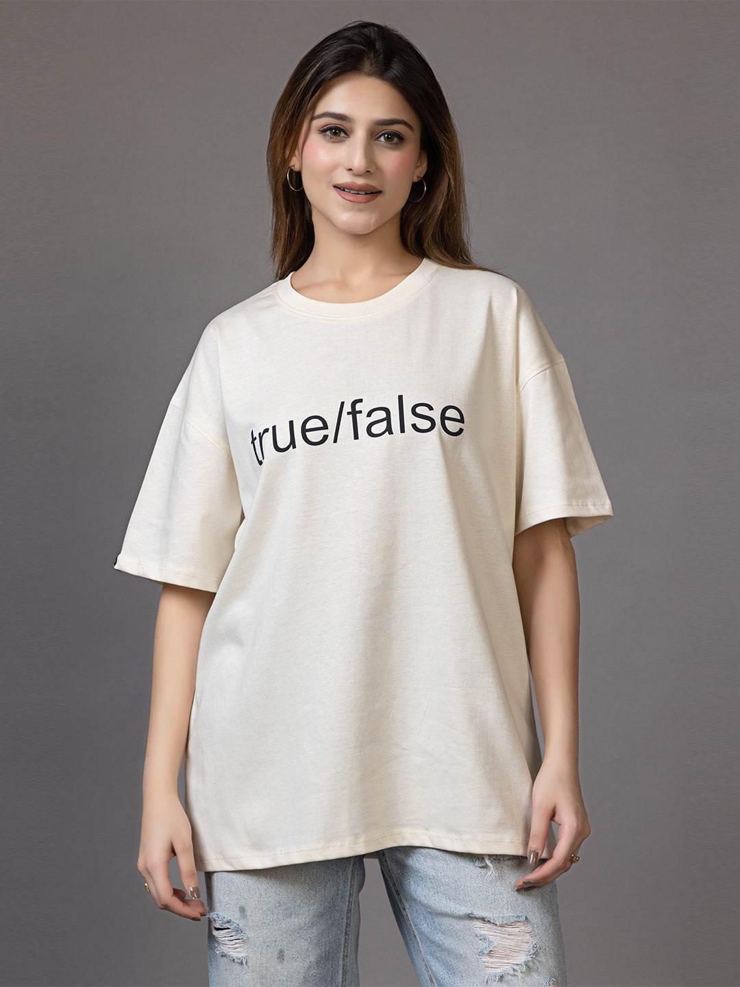 True/False - Unisex Oversized Graphic Tee - ZEALTH.SHOP