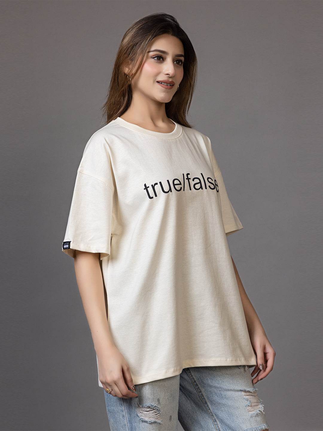True/False - Unisex Oversized Graphic Tee - ZEALTH.SHOP