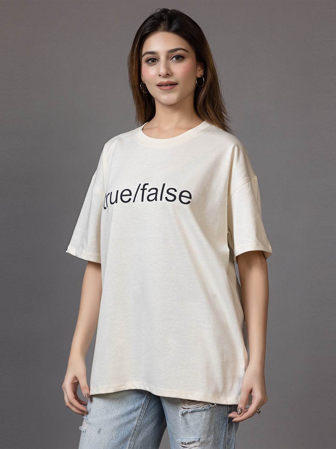 True/False - Unisex Oversized Graphic Tee - ZEALTH.SHOP