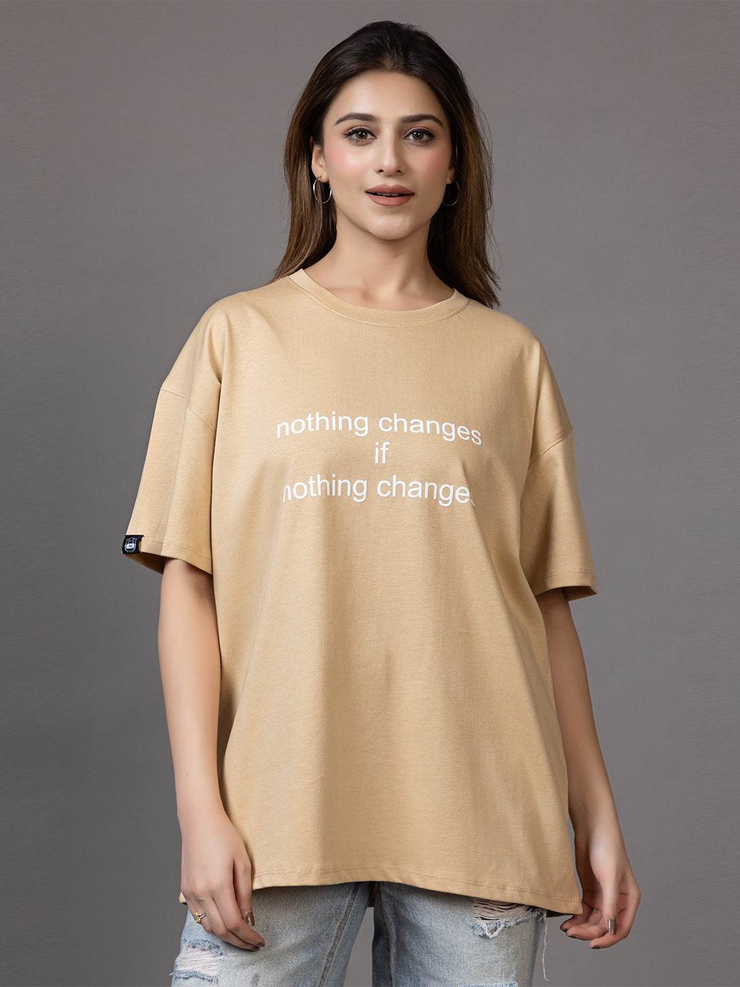 Nothing Changes If Nothing Changes - Unisex Oversized Graphic Tee - ZEALTH.SHOP