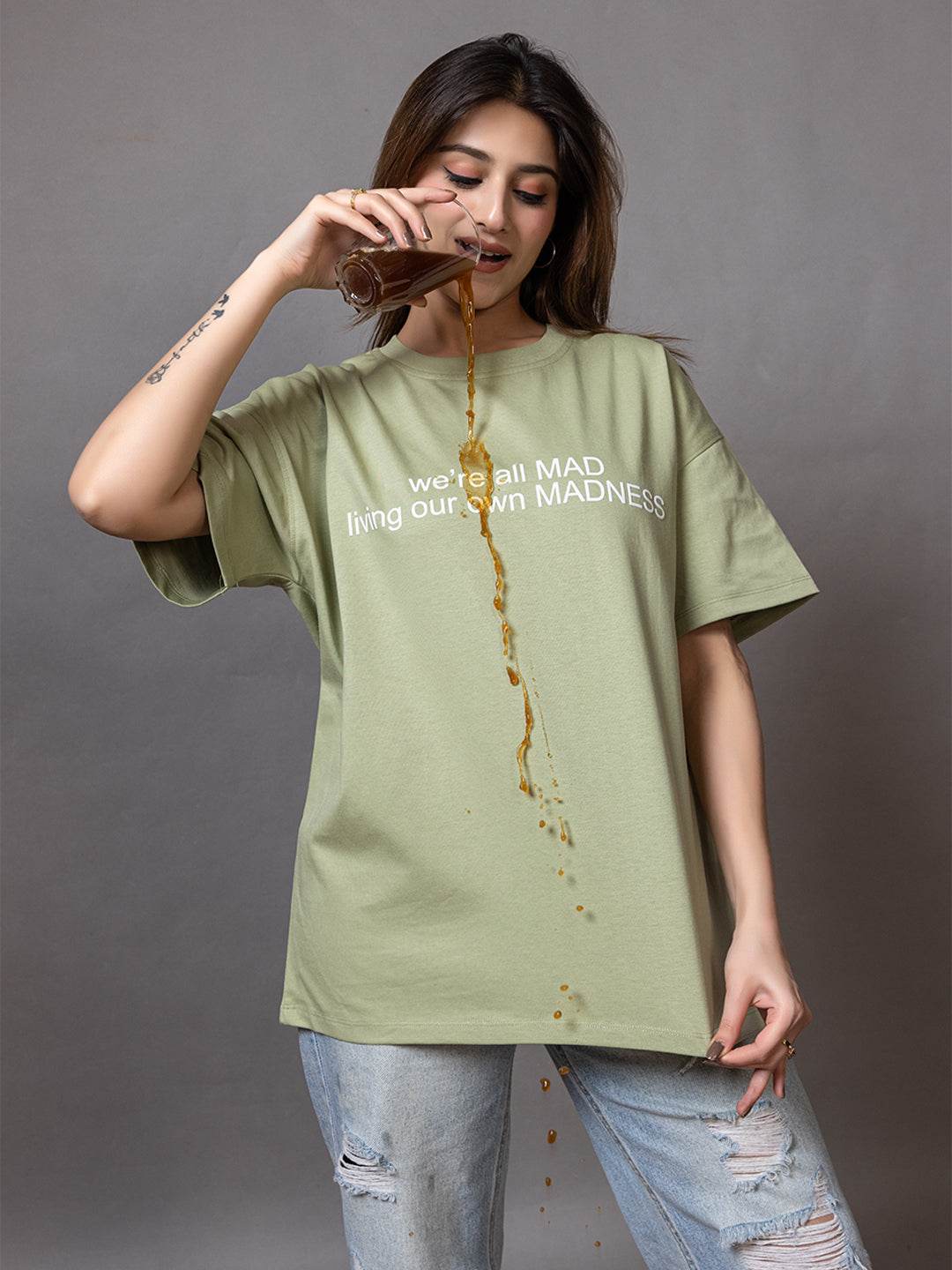 We're All Mad Living Our Own Madness - Unisex Oversized Graphic Tee - ZEALTH.SHOP