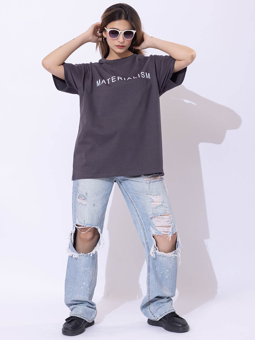 Materialism - Unisex Oversized Graphic Tee - ZEALTH.SHOP