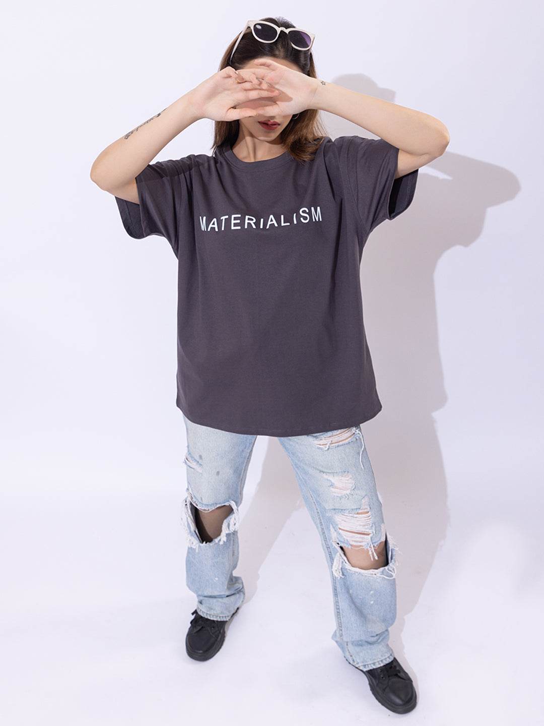 Materialism - Unisex Oversized Graphic Tee - ZEALTH.SHOP