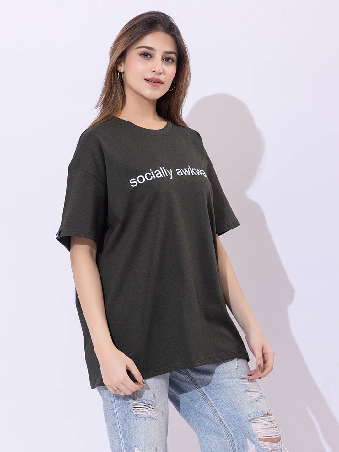 Socially Awkward - Unisex Oversized Graphic Tee - ZEALTH.SHOP