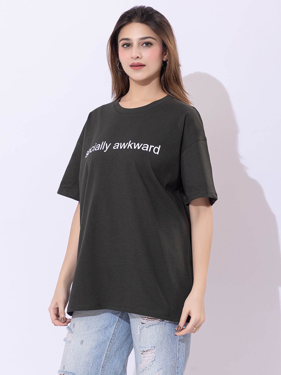Socially Awkward - Unisex Oversized Graphic Tee - ZEALTH.SHOP