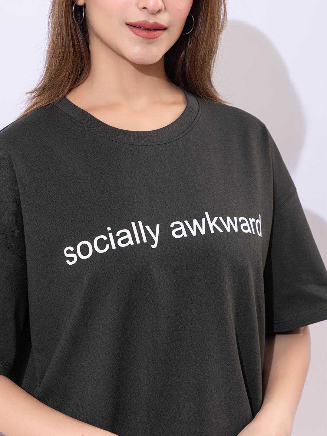 Socially Awkward - Unisex Oversized Graphic Tee - ZEALTH.SHOP