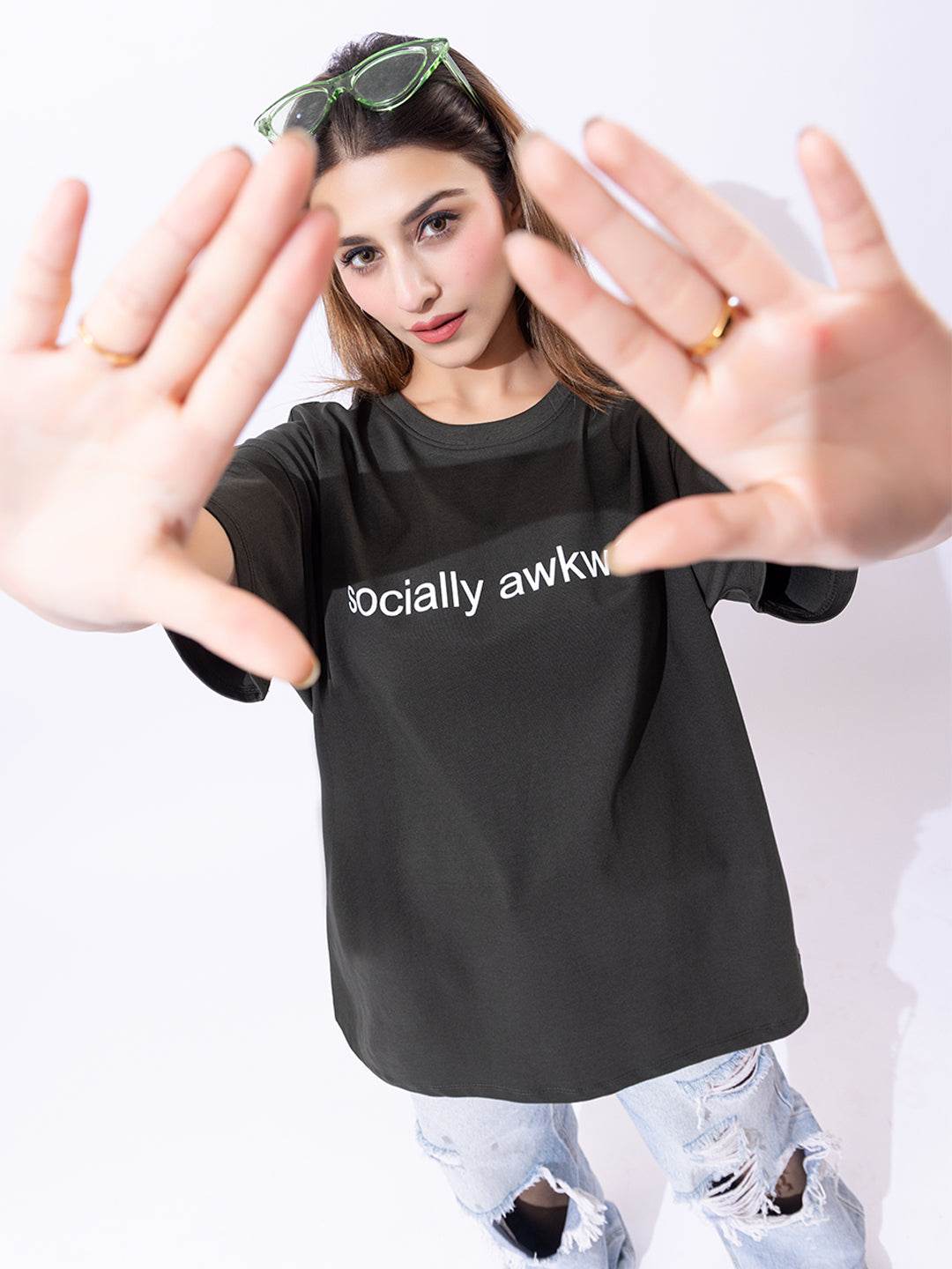 Socially Awkward - Unisex Oversized Graphic Tee - ZEALTH.SHOP