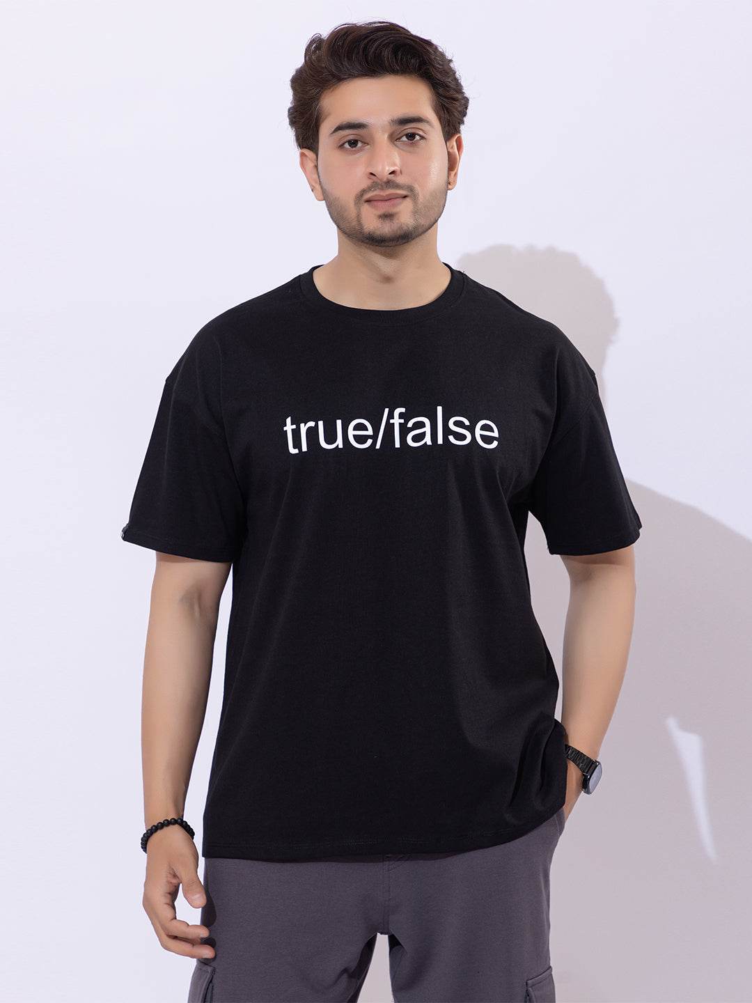 True/False - Unisex Oversized Graphic Tee - ZEALTH.SHOP