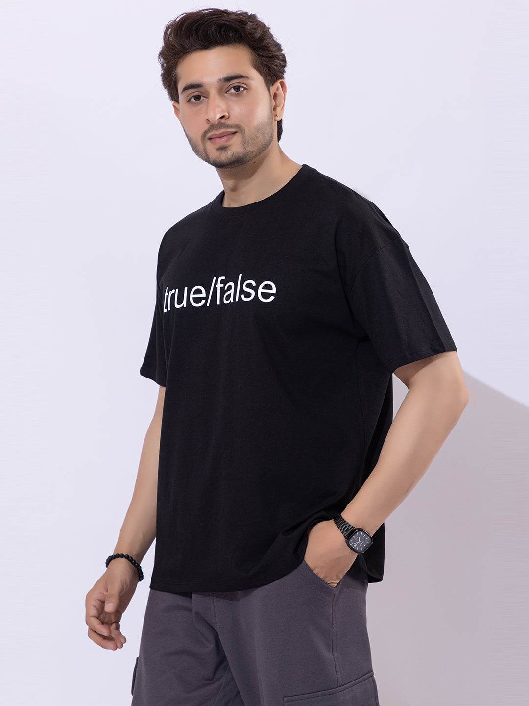 True/False - Unisex Oversized Graphic Tee - ZEALTH.SHOP