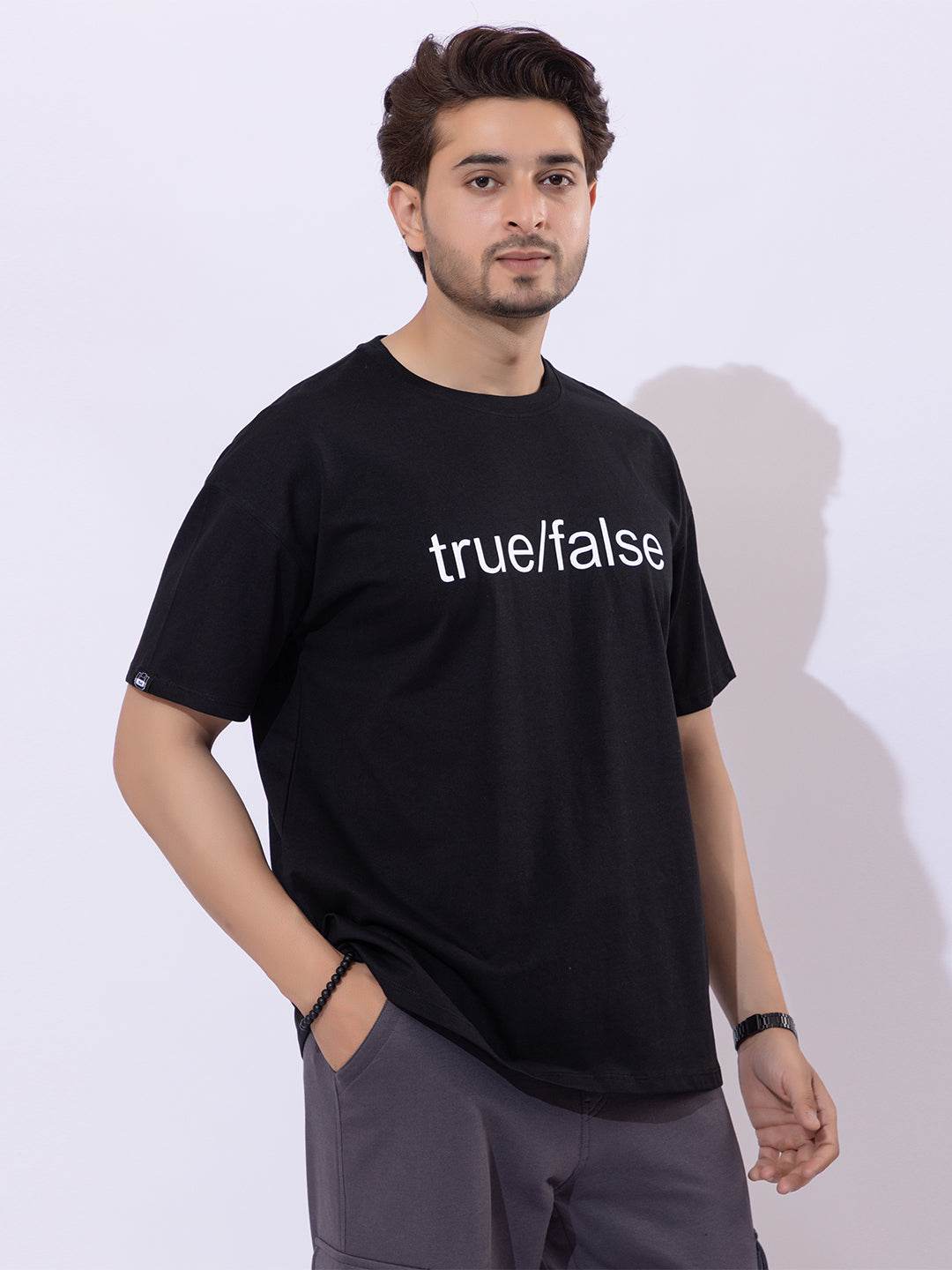 True/False - Unisex Oversized Graphic Tee - ZEALTH.SHOP
