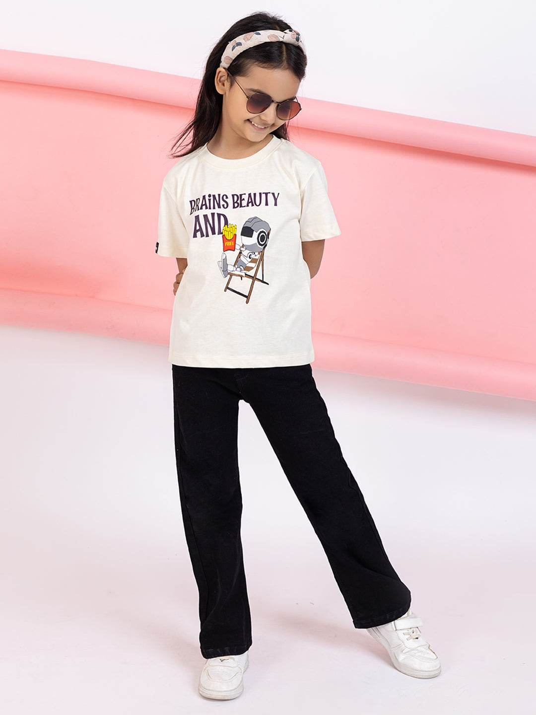 Brains, Beauty And Fries Girls T-Shirt Graphic - ZEALTH.SHOP