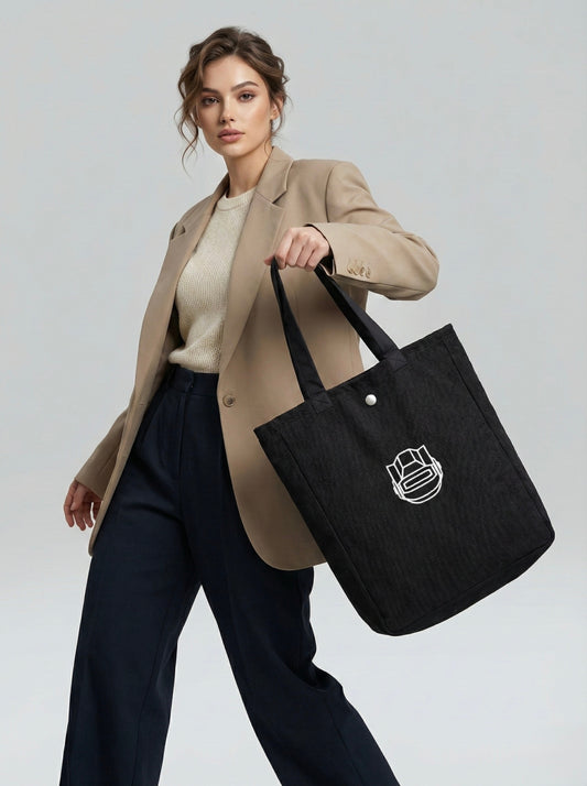 Plain Ribbed Fabric Tote Bag