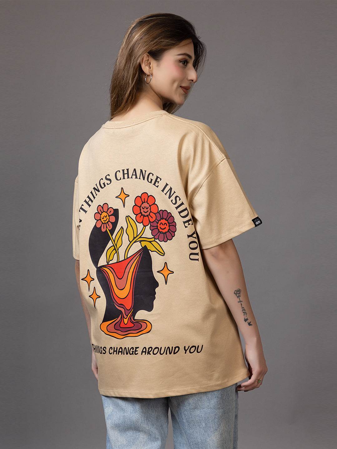 Nothing Changes If Nothing Changes - Unisex Oversized Graphic Tee - ZEALTH.SHOP