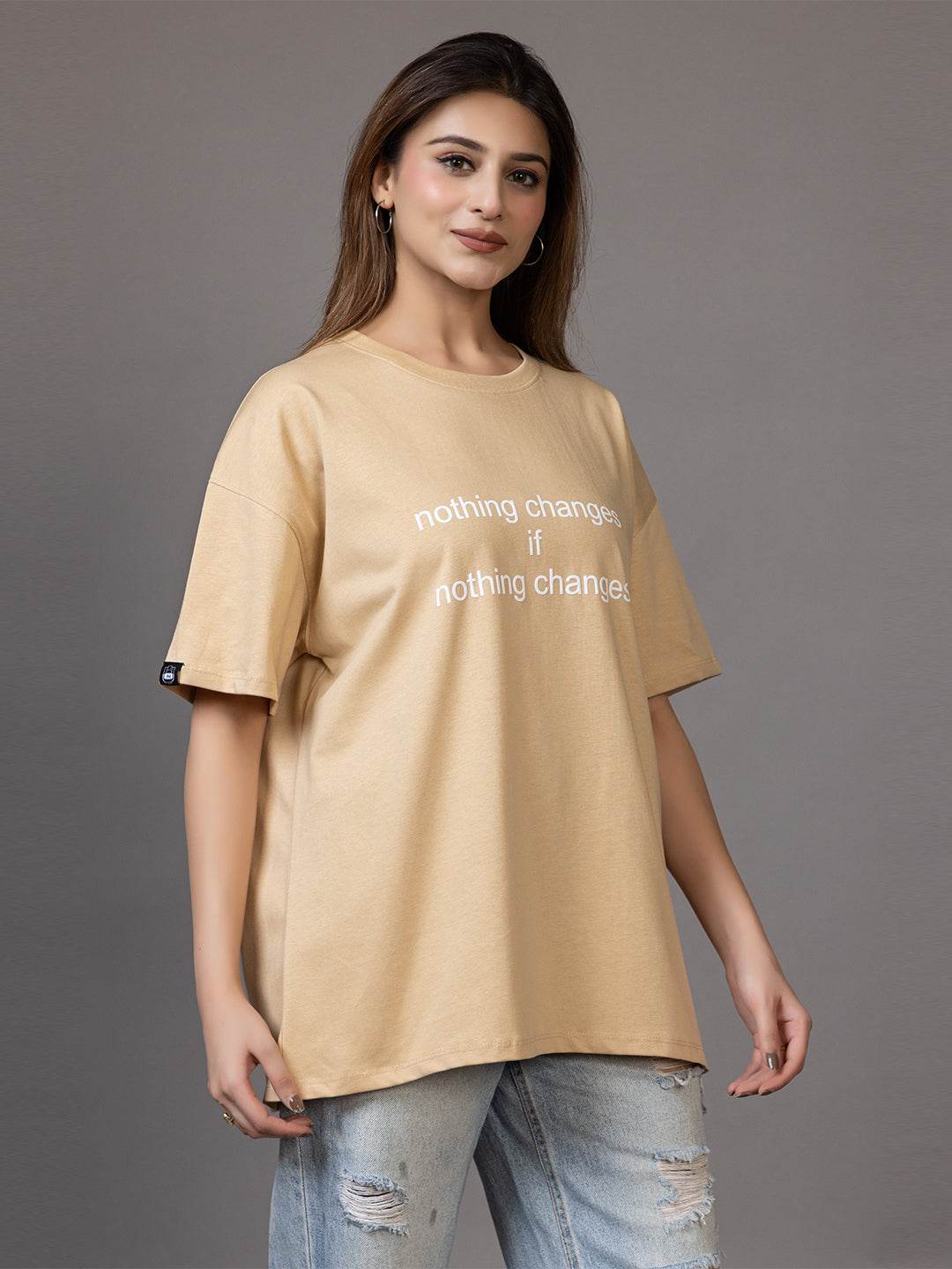 Nothing Changes If Nothing Changes - Unisex Oversized Graphic Tee - ZEALTH.SHOP