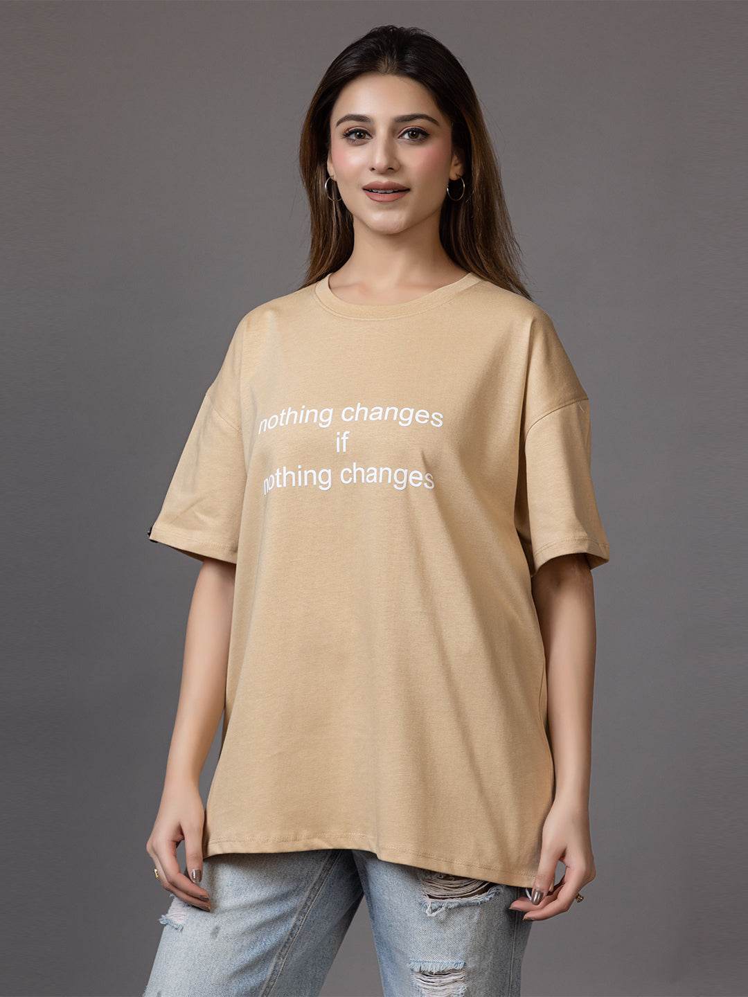 Nothing Changes If Nothing Changes - Unisex Oversized Graphic Tee - ZEALTH.SHOP