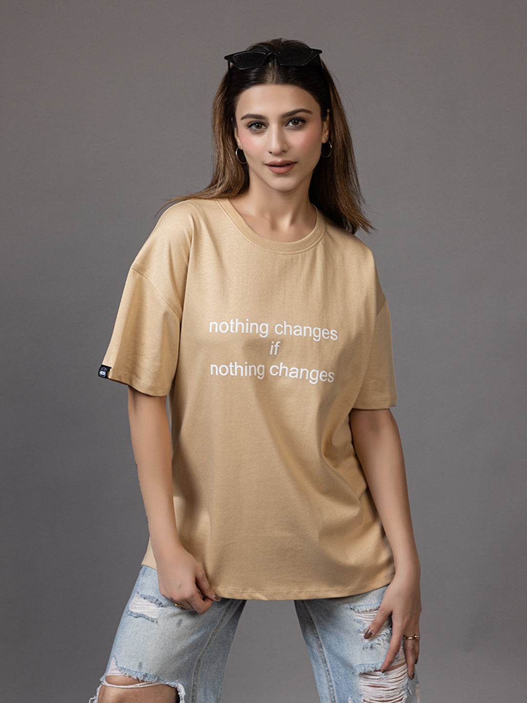 Nothing Changes If Nothing Changes - Unisex Oversized Graphic Tee - ZEALTH.SHOP