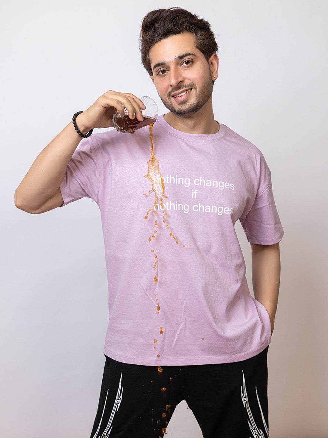 Nothing Changes If Nothing Changes - Unisex Oversized Graphic Tee - ZEALTH.SHOP