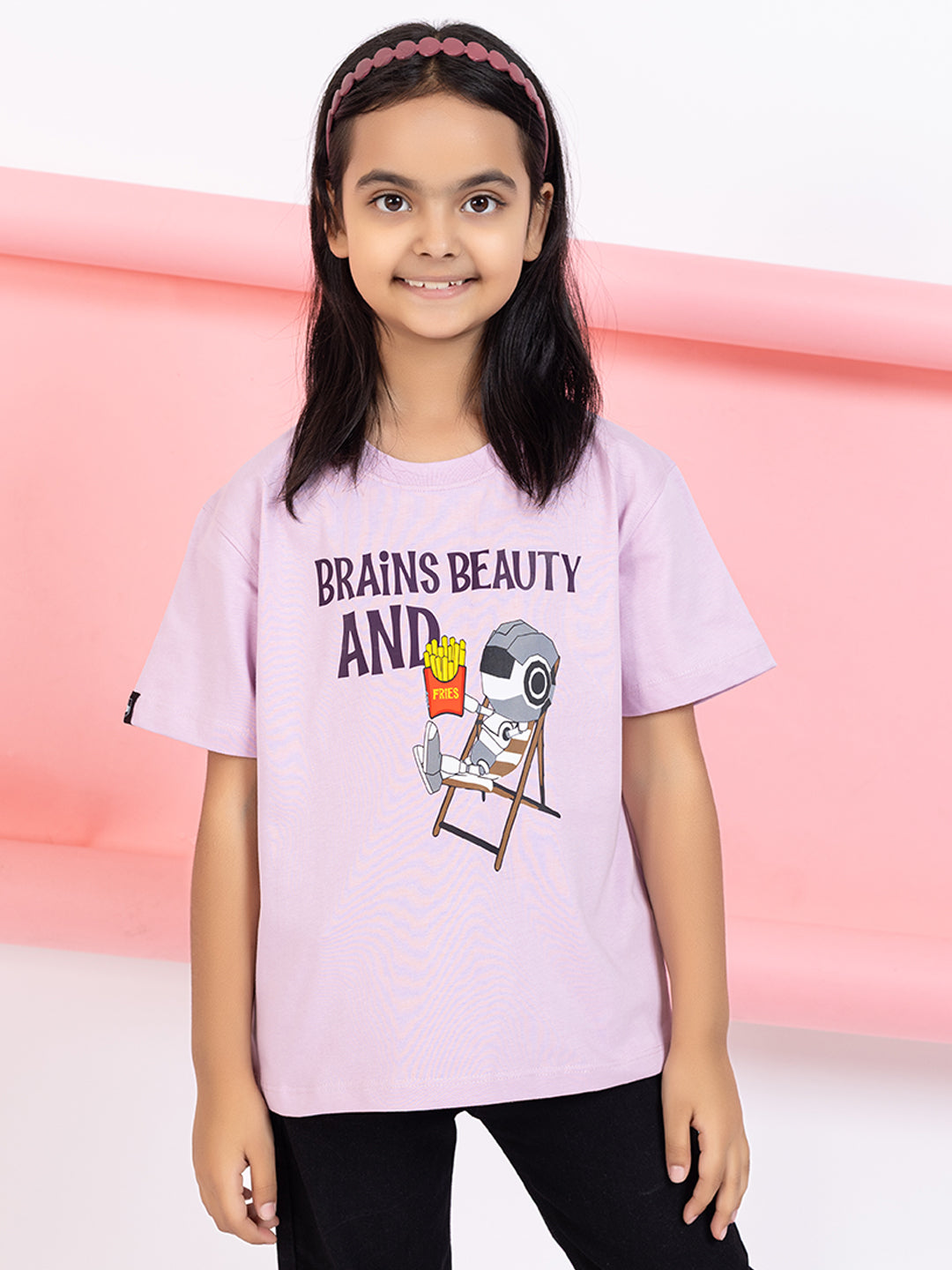 Brains, Beauty And Fries Girls T-Shirt Graphic