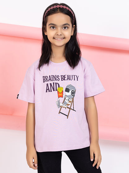 Brains, Beauty And Fries Girls T-Shirt Graphic