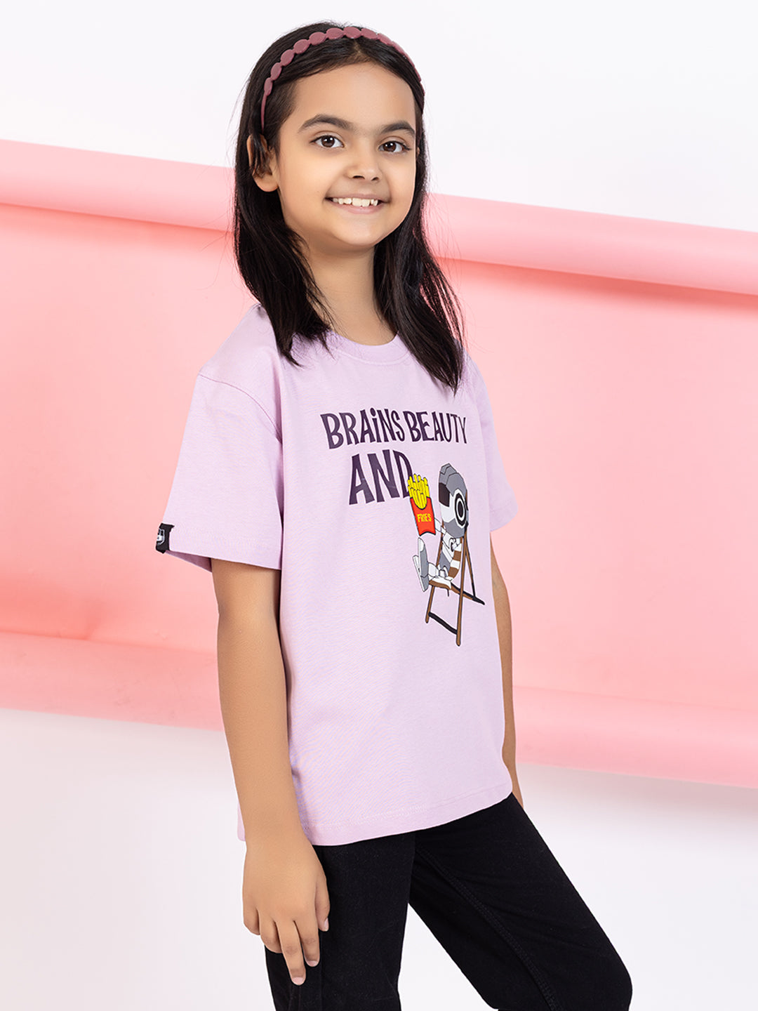 Brains, Beauty And Fries Girls T-Shirt Graphic