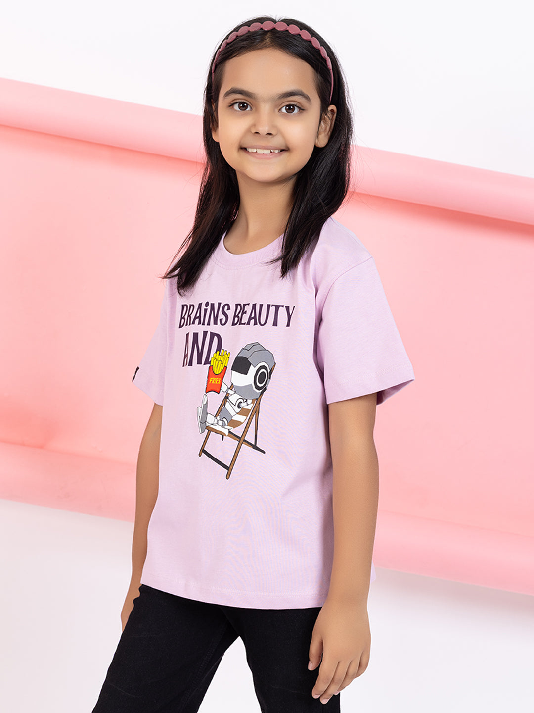 Brains, Beauty And Fries Girls T-Shirt Graphic
