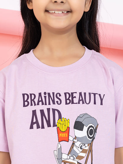 Brains, Beauty And Fries Girls T-Shirt Graphic
