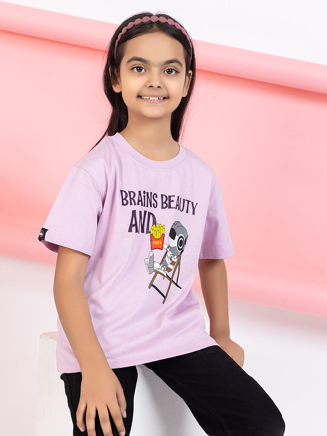 Brains, Beauty And Fries Girls T-Shirt Graphic