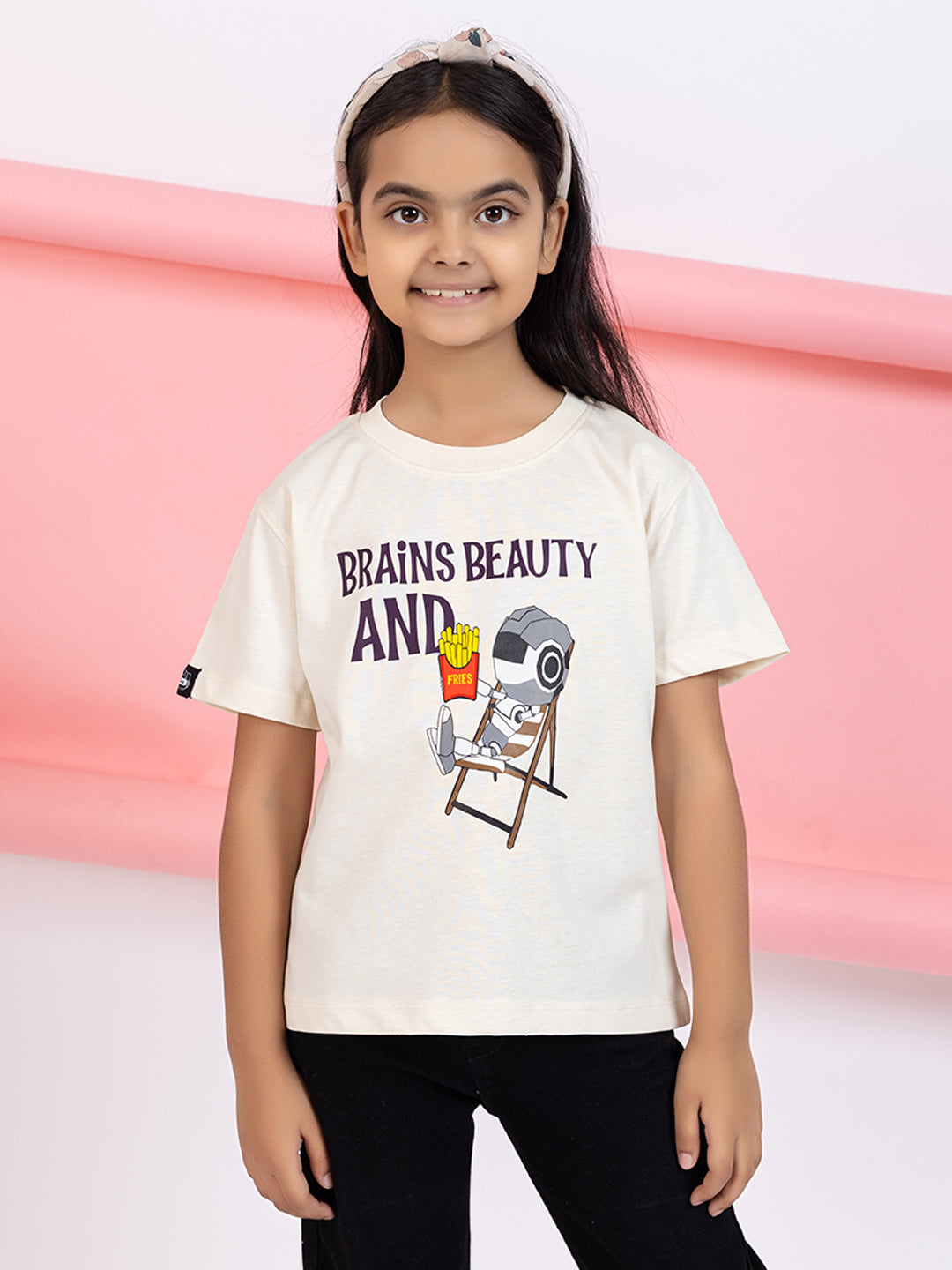 Brains, Beauty And Fries Girls T-Shirt Graphic