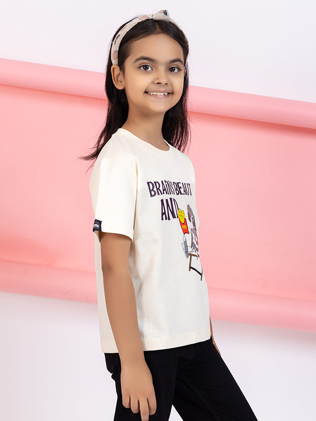Brains, Beauty And Fries Girls T-Shirt Graphic