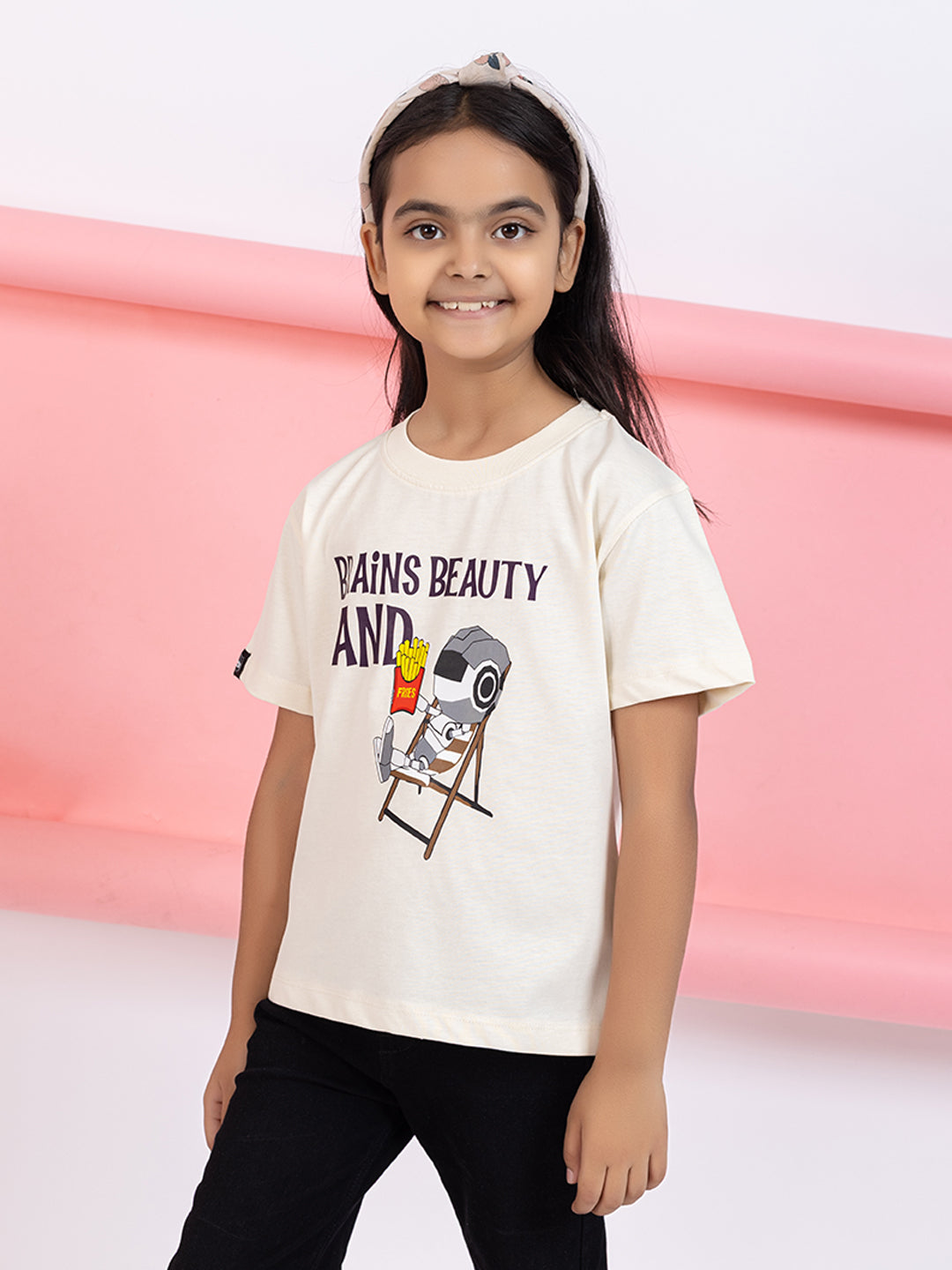 Brains, Beauty And Fries Girls T-Shirt Graphic